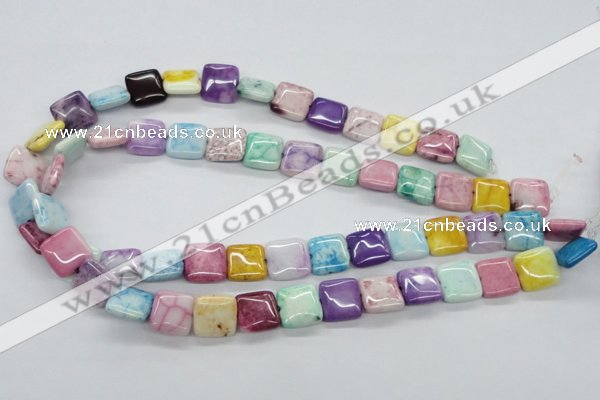 CAG4910 15.5 inches 12*12mm square dyed white agate beads