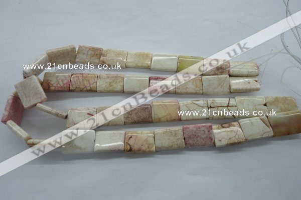 CAG4928 15.5 inches 16*20mm rectangle dyed white agate beads