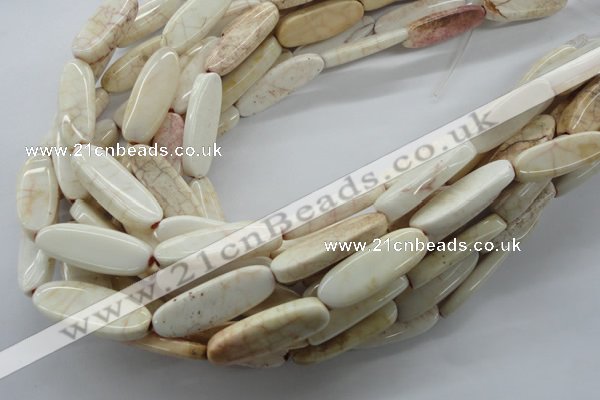 CAG4929 15.5 inches 10*30mm oval dyed white agate beads