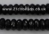 CAG5065 15.5 inches 6*12mm faceted rondelle black agate beads