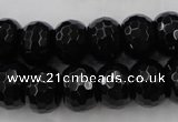 CAG5066 15.5 inches 10*13mm faceted rondelle black agate beads