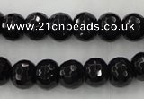 CAG5068 15.5 inches 8*10mm faceted rondelle black agate beads