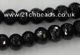 CAG5069 15.5 inches 7*11mm faceted rondelle black agate beads