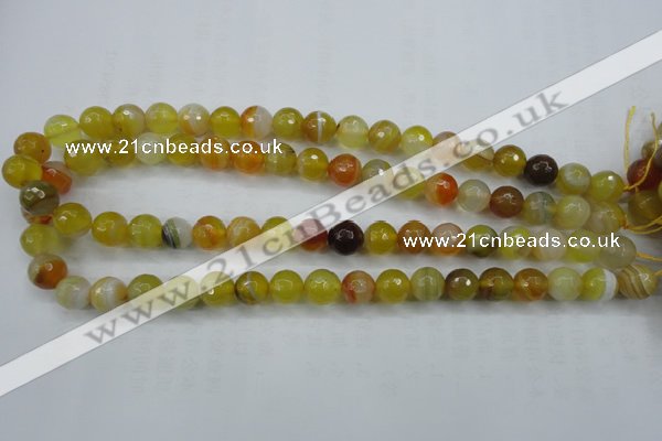CAG5102 15.5 inches 8mm faceted round line agate beads wholesale