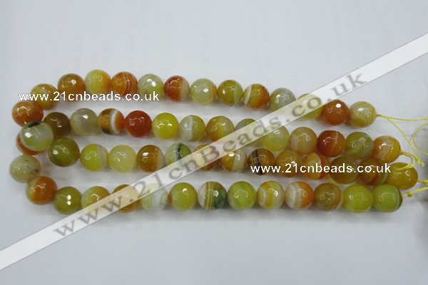 CAG5104 15.5 inches 12mm faceted round line agate beads wholesale