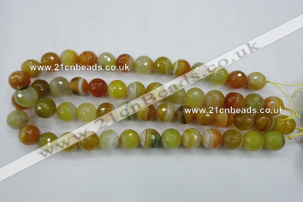 CAG5105 15.5 inches 14mm faceted round line agate beads wholesale