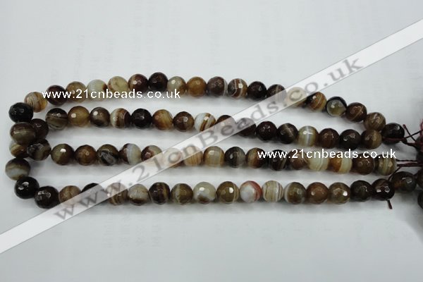 CAG5107 15.5 inches 8mm faceted round line agate beads wholesale