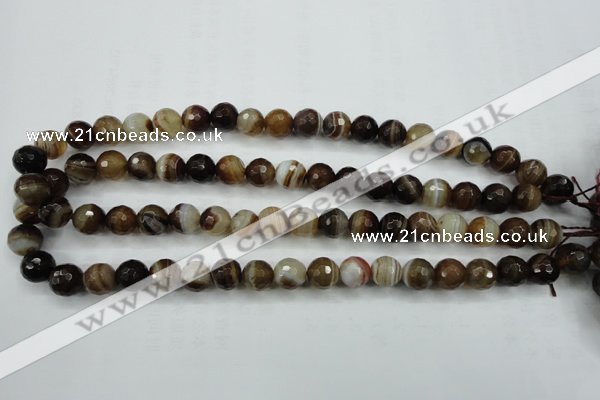 CAG5108 15.5 inches 10mm faceted round line agate beads wholesale