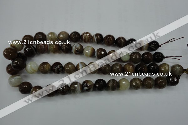 CAG5109 15.5 inches 12mm faceted round line agate beads wholesale