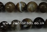 CAG5110 15.5 inches 14mm faceted round line agate beads wholesale