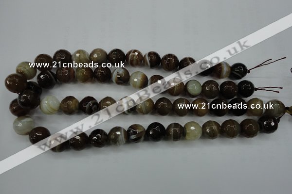 CAG5110 15.5 inches 14mm faceted round line agate beads wholesale