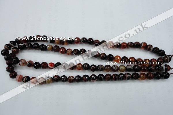 CAG5112 15.5 inches 8mm faceted round line agate beads wholesale