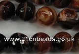 CAG5115 15.5 inches 14mm faceted round line agate beads wholesale