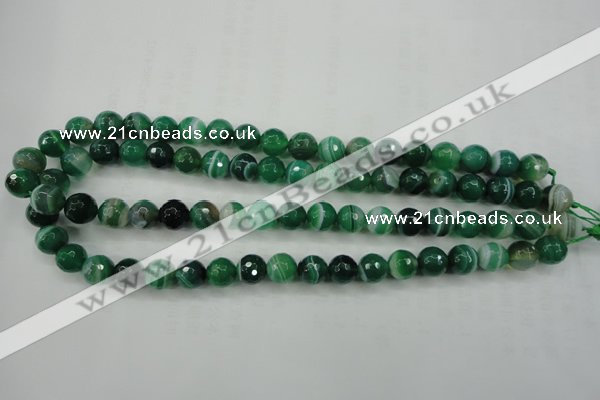 CAG5122 15.5 inches 8mm faceted round line agate beads wholesale