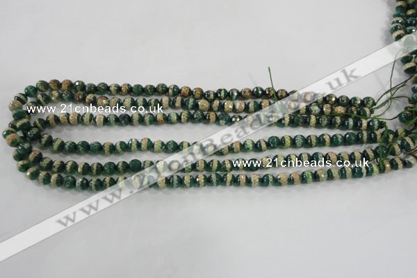 CAG5136 15 inches 6mm faceted round tibetan agate beads wholesale