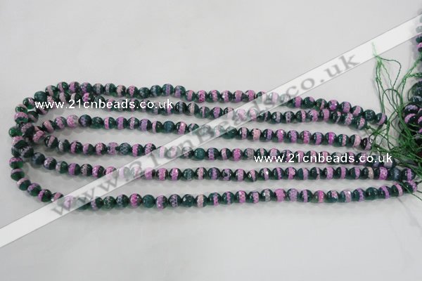 CAG5137 15 inches 6mm faceted round tibetan agate beads wholesale