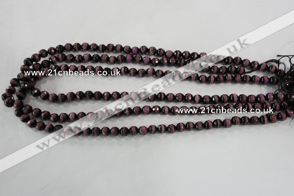 CAG5138 15 inches 6mm faceted round tibetan agate beads wholesale