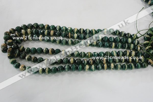 CAG5141 15 inches 8mm faceted round tibetan agate beads wholesale