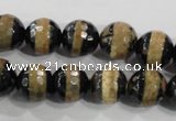 CAG5145 15 inches 10mm faceted round tibetan agate beads wholesale