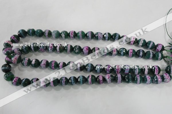 CAG5146 15 inches 10mm faceted round tibetan agate beads wholesale