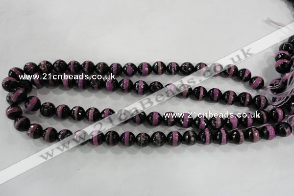 CAG5149 15 inches 10mm faceted round tibetan agate beads wholesale