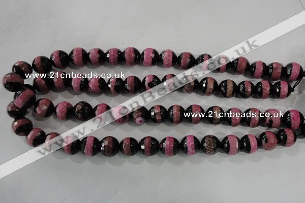 CAG5154 15 inches 12mm faceted round tibetan agate beads wholesale