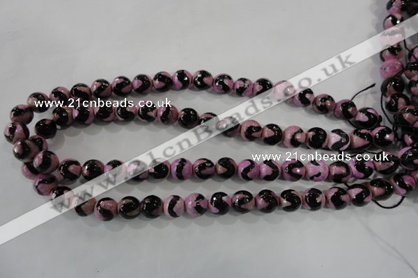 CAG5162 15 inches 10mm faceted round tibetan agate beads wholesale