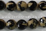 CAG5164 15 inches 12mm faceted round tibetan agate beads wholesale