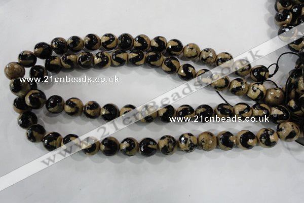 CAG5164 15 inches 12mm faceted round tibetan agate beads wholesale