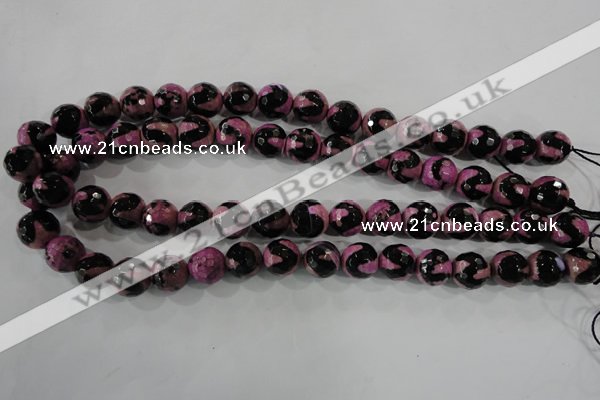 CAG5166 15 inches 12mm faceted round tibetan agate beads wholesale