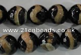 CAG5168 15 inches 14mm faceted round tibetan agate beads wholesale