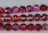 CAG5182 15 inches 8mm faceted round fire crackle agate beads