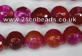 CAG5184 15 inches 12mm faceted round fire crackle agate beads