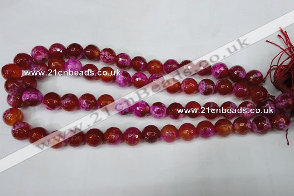 CAG5184 15 inches 12mm faceted round fire crackle agate beads