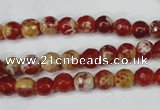 CAG5186 15 inches 6mm faceted round fire crackle agate beads