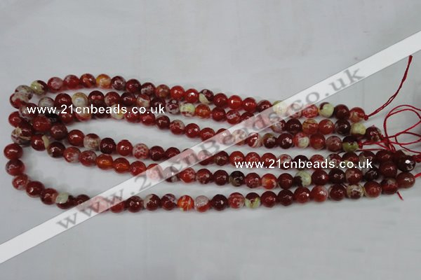 CAG5187 15 inches 8mm faceted round fire crackle agate beads