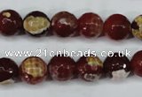 CAG5188 15 inches 10mm faceted round fire crackle agate beads