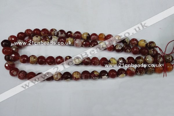 CAG5188 15 inches 10mm faceted round fire crackle agate beads