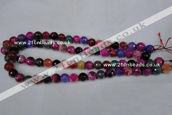 CAG5193 15 inches 10mm faceted round fire crackle agate beads