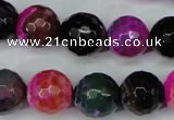 CAG5195 15 inches 14mm faceted round fire crackle agate beads