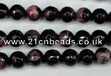 CAG5198 15 inches 8mm faceted round fire crackle agate beads