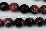 CAG5200 15 inches 12mm faceted round fire crackle agate beads