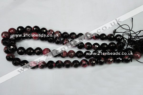 CAG5200 15 inches 12mm faceted round fire crackle agate beads