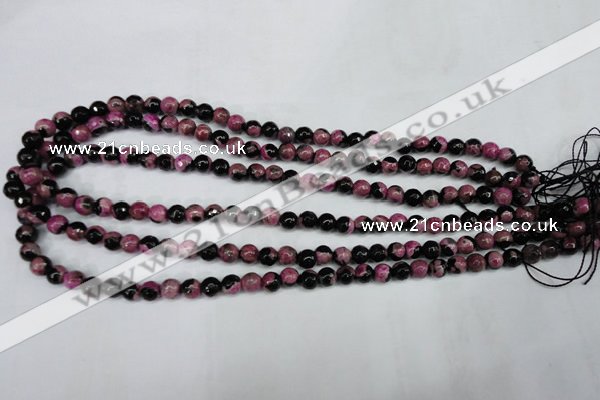 CAG5203 15 inches 6mm faceted round fire crackle agate beads