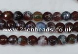 CAG5206 15 inches 6mm faceted round fire crackle agate beads