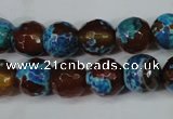 CAG5208 15 inches 10mm faceted round fire crackle agate beads