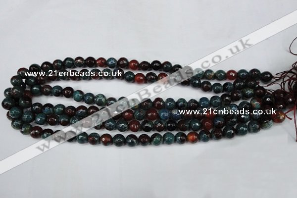 CAG5211 15 inches 8mm faceted round fire crackle agate beads