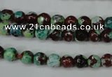 CAG5214 15 inches 6mm faceted round fire crackle agate beads