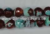 CAG5215 15 inches 10mm faceted round fire crackle agate beads