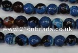 CAG5216 15 inches 8mm faceted round fire crackle agate beads